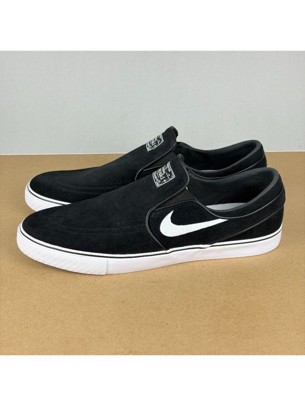 Nike SB Stefan Janoski Casual Slip On Sneakers Mens 12 Black White Skateboarding